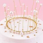 White Pearl Crown Cake Topper