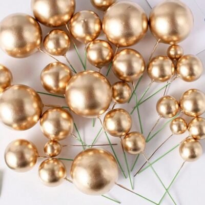 Golden faux balls ballons for cake decoration pack of 20