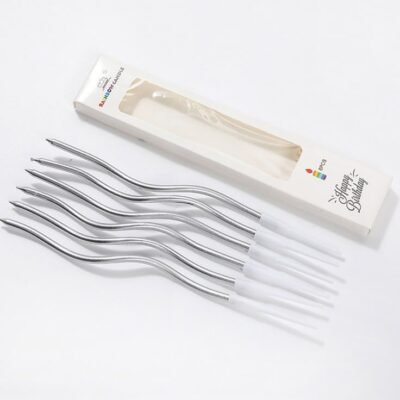 Twisty Birthday Candles, Spiral Cake Candles 6 pcs-Sliver