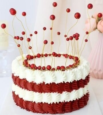 Red Pearl Crown Cake Topper