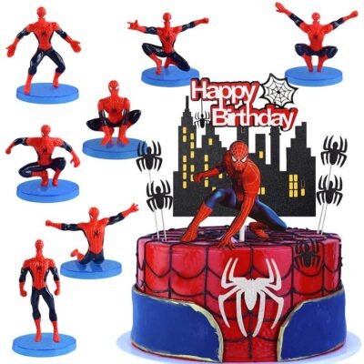 Spider Man Birthday Cake Decorating Topper Superhero Toy 7 Figure set superhero Set