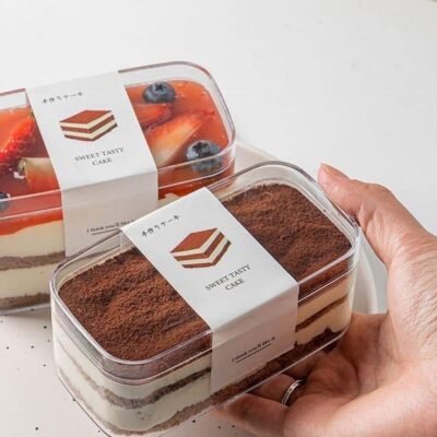 Rectangle Acrylic Dessert Box / Cake Tub (With Lid) - 10