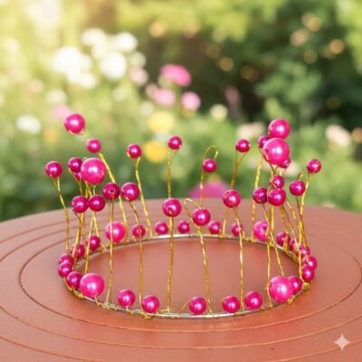 pink Pearl Crown Cake Topper