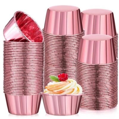 Imported Aluminium cup cake Liner 50 pcs pck - Rose gold