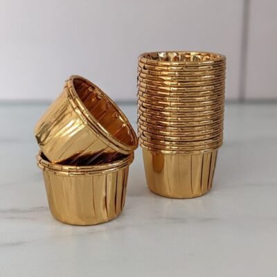 Imported Aluminium cup cake Liner 50 pcs pck - Golden