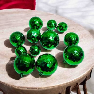 Disco Ball Cake Toppers – Green Mirror Ball Cake Decoration 12 PCS