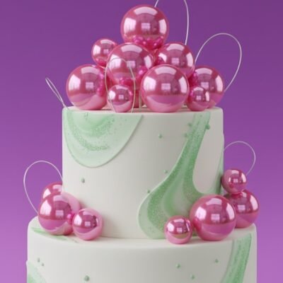 Transparent Bubble Balls Purple Cake Toppers Mini Balloon Cake Topper /Crystal clear 12 pc pck